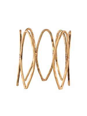 Gold-plated bamboo-inspired open cuff bracelet 3