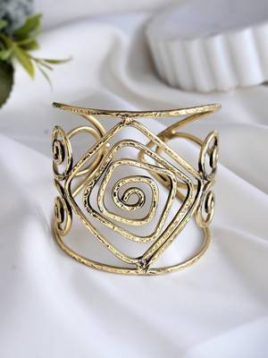 Stylish gold spiral open cuff bracelet for women 2