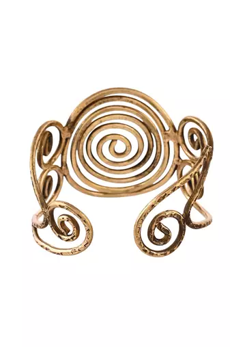 Stylish gold spiral open cuff bracelet for women