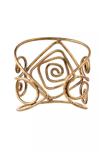Stylish gold spiral open cuff bracelet for women