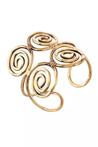 Stylish gold spiral open cuff bracelet for women