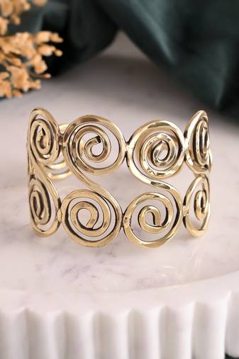 Gold-plated open cuff bracelet