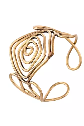 Stylish gold spiral open cuff bracelet for women