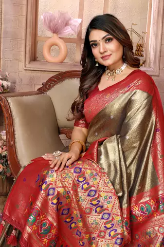 Mahendi Panchtani Kanjivaram Style Tissue silk bland zari work saree with Blouse