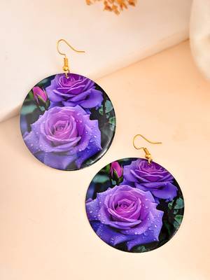 purple rose drop earrings 2