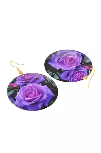 purple rose drop earrings