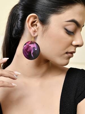 Rose petal design round drop earrings 1