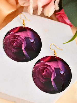 Rose petal design round drop earrings 2