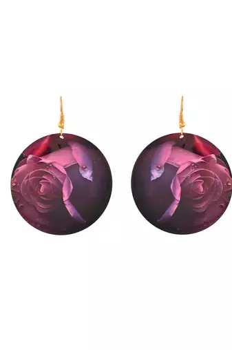 Rose petal design round drop earrings