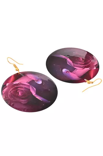 Rose petal design round drop earrings
