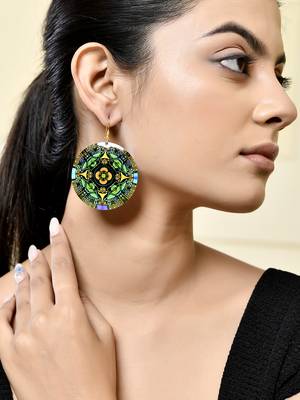 mandala patterned round earrings 1