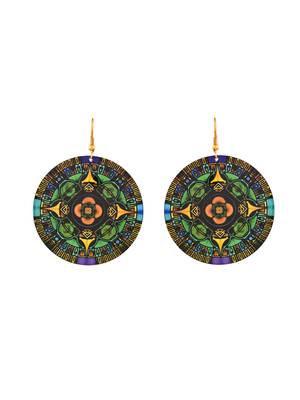 mandala patterned round earrings 3