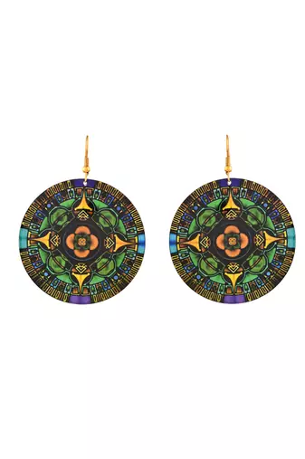 mandala patterned round earrings