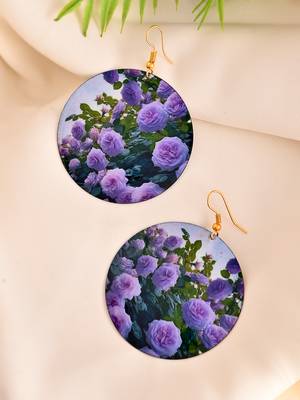 purple rose garden earrings 2