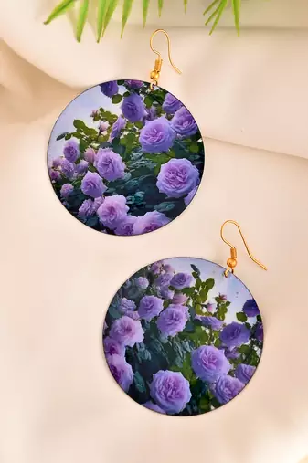 purple rose garden earrings
