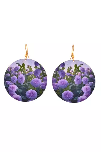 purple rose garden earrings