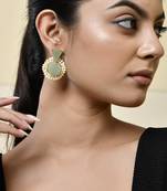 Gold plated green pearl cluster earrings