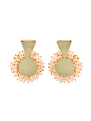 Gold plated green pearl cluster earrings 3