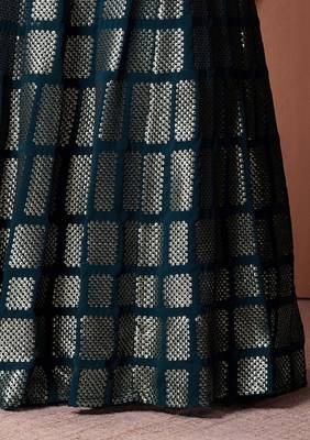 Teal Blue Thread And Sequins Embroidered Georgette Lehenga Choli Designs 7