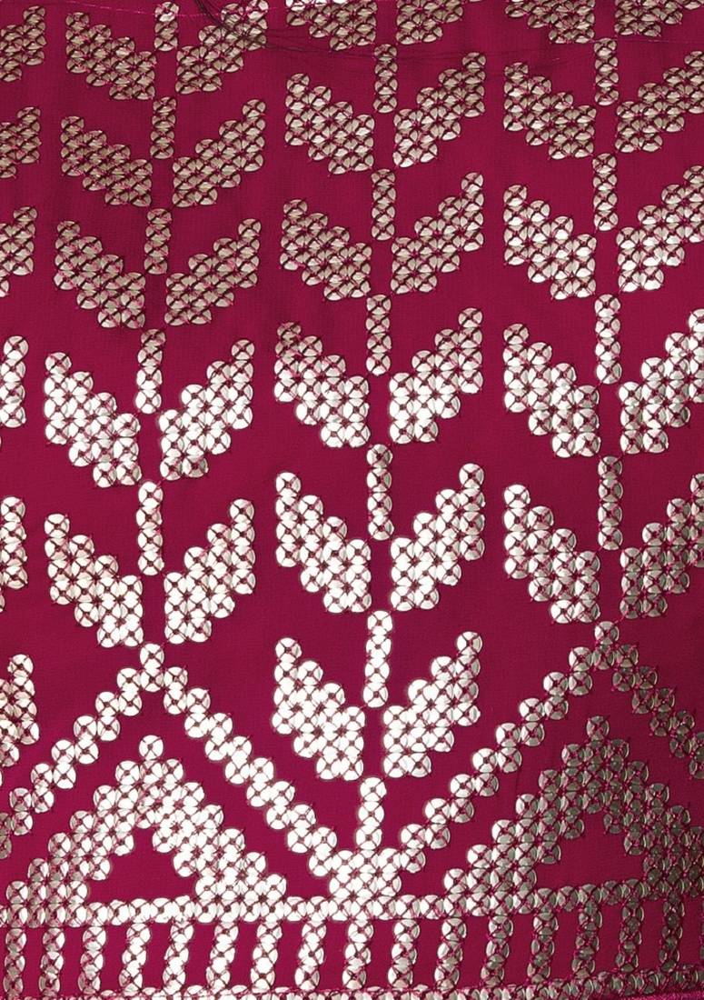 Dark Pink Sequins And Thread Embroidered Georgette Indian Lehenga Dress
