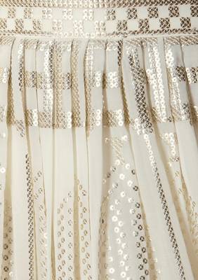 White Sequins With Thread Embroidered Georgette Indian Dress Lehenga Designs 7