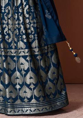 Blue Sequins With Thread Embroidery Work Georgette Indian Lehenga Dress Designs 6