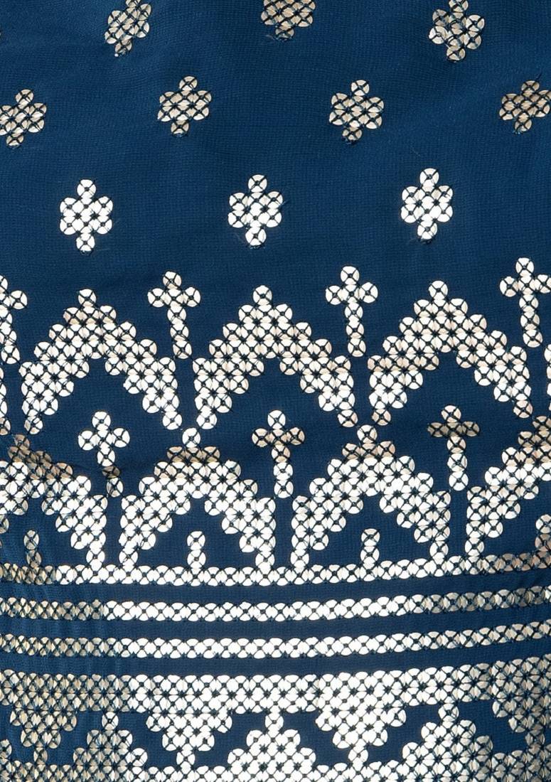 Blue Sequins With Thread Embroidery Work Georgette Indian Lehenga Dress Designs