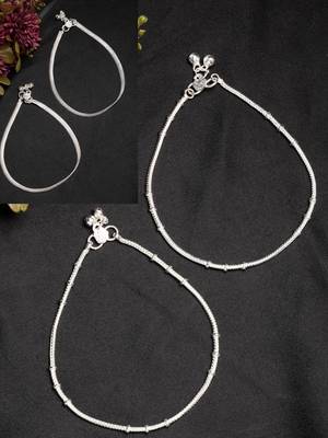  women's pair of 2 silver-plated anklets 1