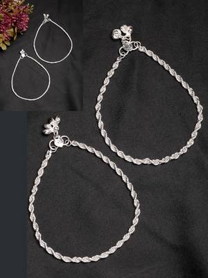  women's pair of 2 silver-plated anklets 1