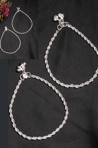 women's pair of 2 silver-plated anklets
