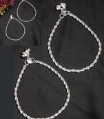  women's pair of 2 silver-plated anklets