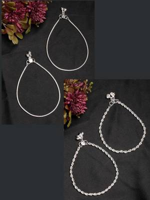  women's pair of 2 silver-plated anklets 1