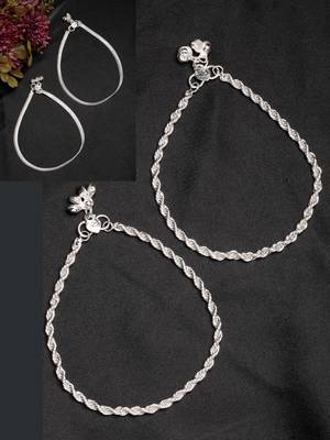  women's pair of 2 silver-plated anklets 1