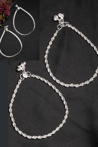  women's pair of 2 silver-plated anklets
