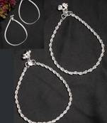 women's pair of 2 silver-plated anklets