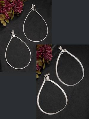  women's pair of 2 silver-plated anklets 1