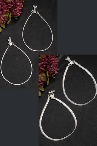  women's pair of 2 silver-plated anklets