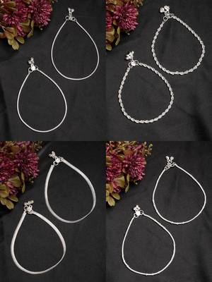  women's pair of 4 silver-plated anklets 1