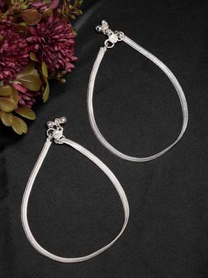  women's set of 2 silver-plated anklets 1