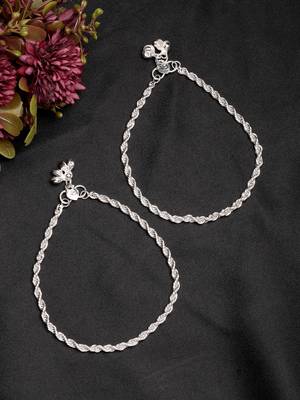 women's set of 2 silver-plated anklets 1