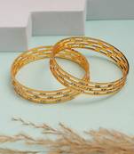  women's set of 2 gold-plated cubic zirconia stone studded bangles