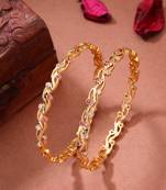 women's set of 2 gold-plated cubic zirconia stone studded bangles