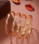  women's set of 4 gold-plated cubic zirconia stone studded bangles