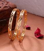  women's set of 2 gold-plated cubic zirconia stone studded bangles