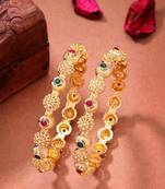  women's set of 2 gold-plated artificial stones traditional bangles