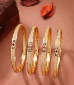  women's set of 4 gold-plated artificial stones traditional bangles