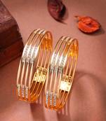  women's set of 2 gold-plated cubic zirconia stone studded bangles