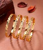  women's set of 4 gold-plated leaf shaped traditional bangles