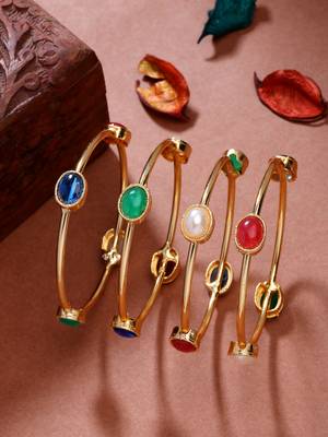  women's set of 4 gold-plated artificial stone studded bangles 1