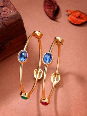  women's set of 2 gold-plated artificial stone studded bangles 1